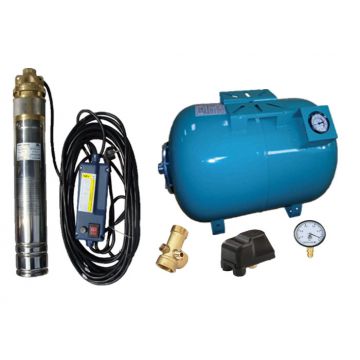 Kit complet sistem hidrofor, pompa submersibila APC SKM 100/100, rezervor 100L cu manometru, presostat, racord 5 cai, manometru