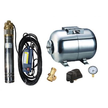Kit complet sistem hidrofor, pompa submersibila APC SKM 100/50, rezervor 50 din inox, presostat, racord 5 cai, manometru