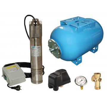 Kit complet sistem hidrofor, pompa submersibila SUMOTO ONKM150/50, rezervor de 50 litri, presostat, racord 5 cai, manometru