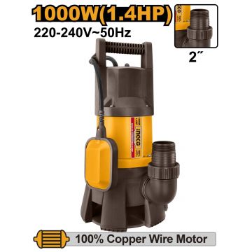 Pompa Apa Curata din Plastic cu Plutitor 1000W INGCO SPD10001